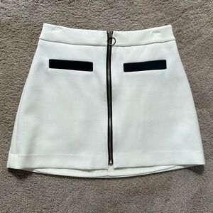 Express white black A-line zip front mini skirt